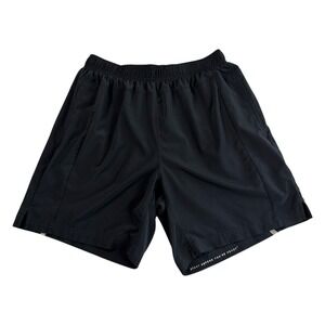 Four Laps Mens Running Shorts Sz M Black Stretch Lined Athletic Gym Training